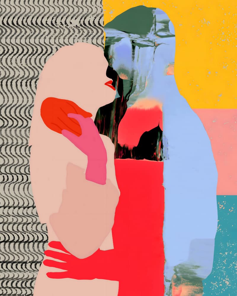 Abstract Romantic Embrace by Uma Gokhale — canvas wall art