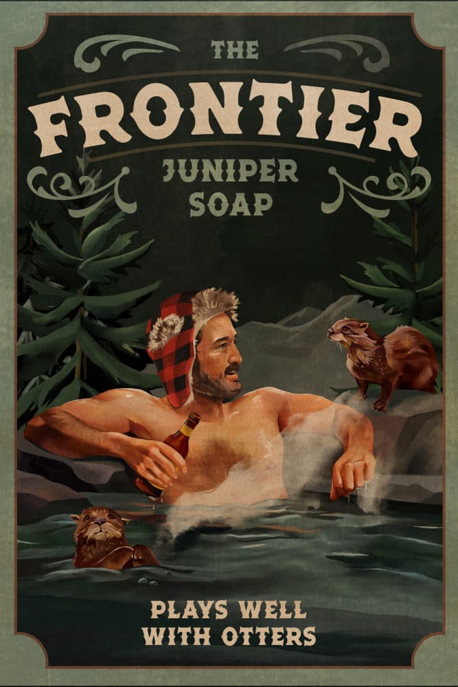 Frontier Man With Otters by The Whiskey Ginger — canvas wall art