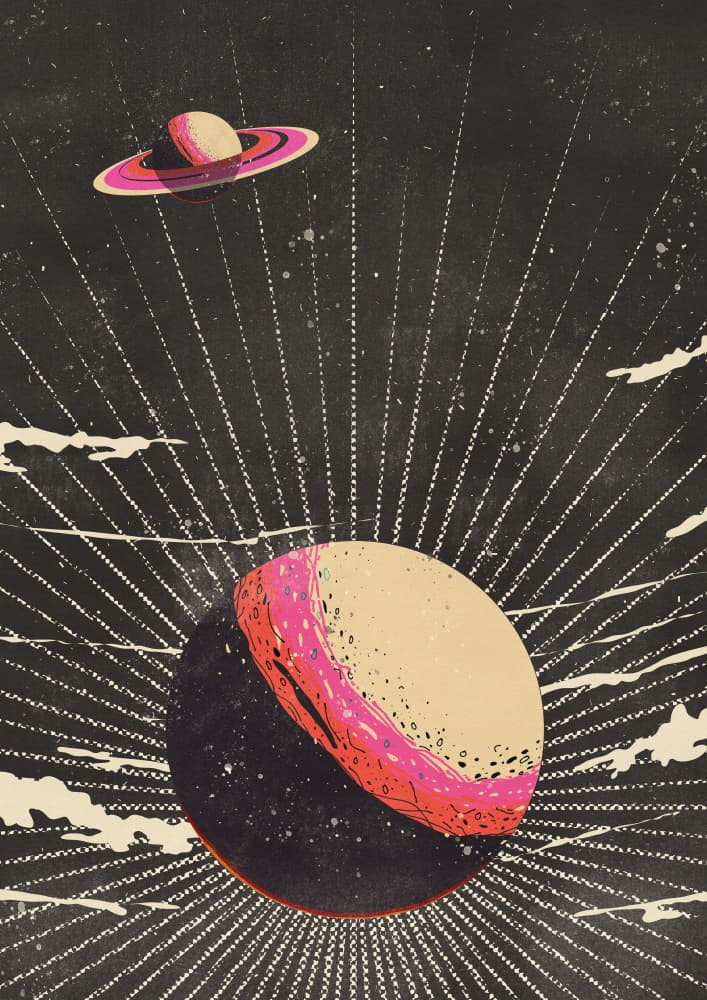 Retro Pink Planet by Nicholas — canvas wall art