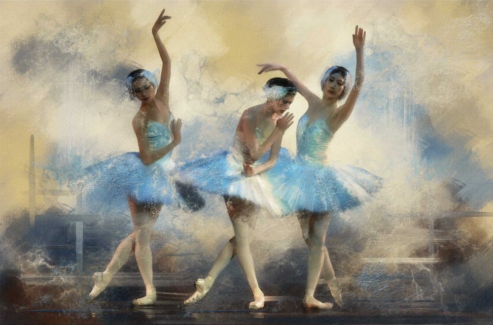 Graceful Blue Ballerinas by Charlaine Gerber — canvas wall art