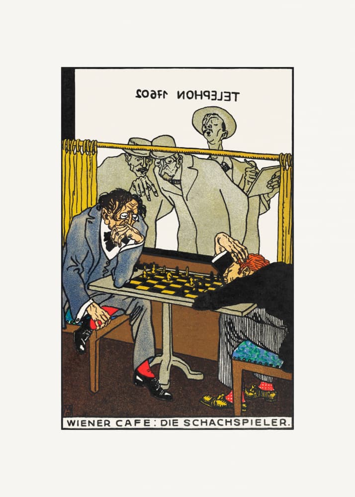Viennese Café  the Chess Players by Moriz Jung — canvas wall art