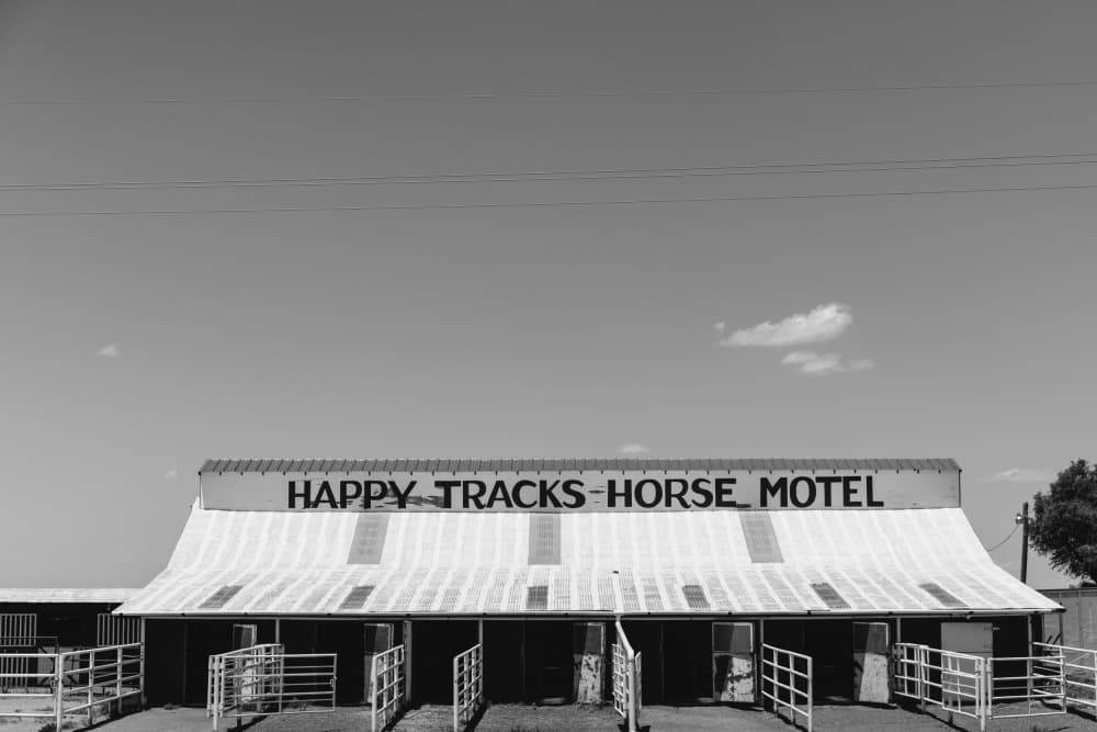 Happy Tracks Horse Motel by Bethany Young — canvas wall art