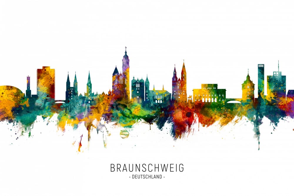 Colorful Braunschweig Cityscape by Michael Tompsett — canvas wall art