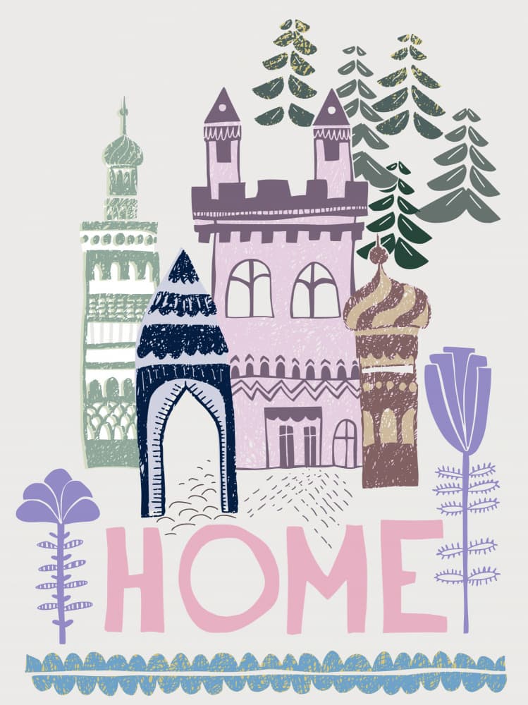 Whimsical Home Town by Annick — canvas wall art