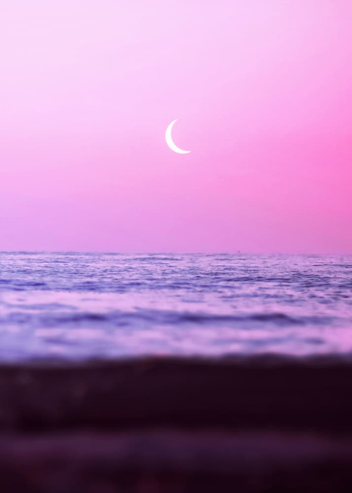 Dreamy Crescent Ocean Sky by Ariz Rab — canvas wall art