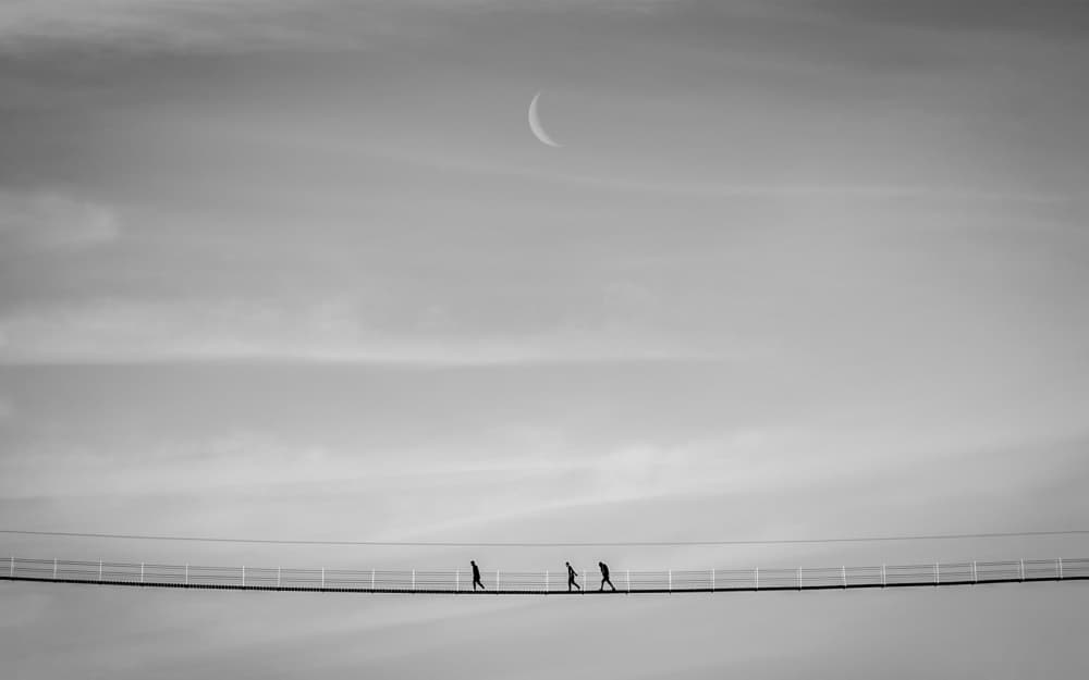 Walking Under Crescent Moon by Arastoo Qadermazi — canvas wall art