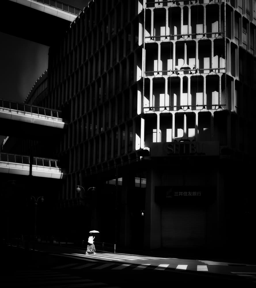 City Umbrella Shadows by Yasuhiro Takachi — canvas wall art