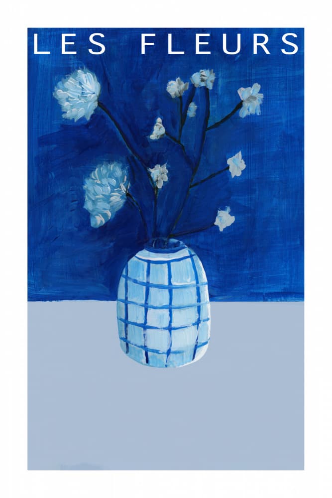 French Blue Floral Vase by cartissi — canvas wall art