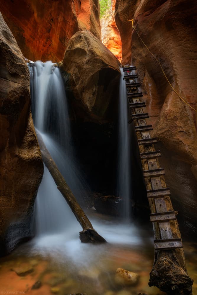 Canyon Waterfall Ladder by Johnny Zhang — canvas wall art