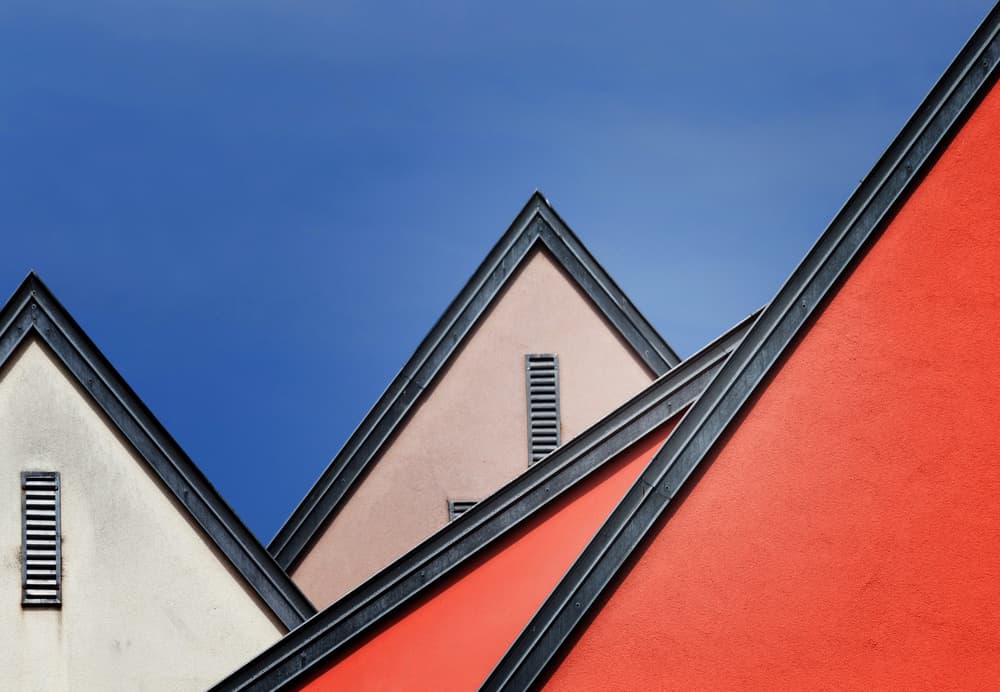 Red Gable Blue Sky by Jeroen van de Wiel — canvas wall art