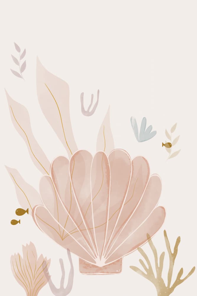 Serene Scallop Reef by Menina Lisboa — canvas wall art
