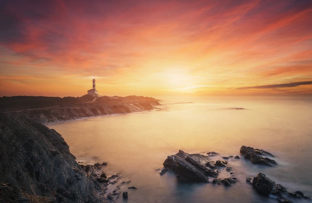 Lighthouse Golden Sunset by joanaduenas — canvas wall art