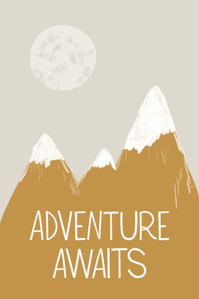 Adventure Awaits Snowy Peaks by Menina Lisboa — canvas wall art