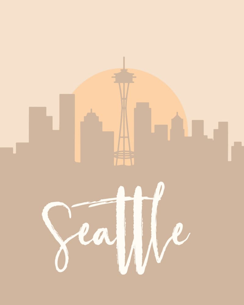 Seattle Space Needle Sunset by Emiliano Deificus — canvas wall art