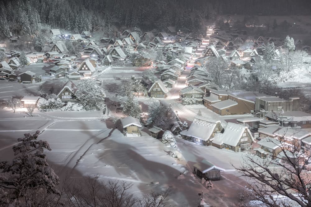 Snowy Village Night by Tatsuki Ito — canvas wall art