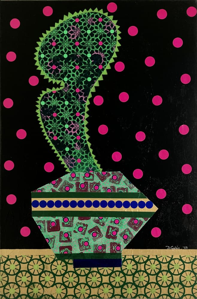 Modern Patterned Cactus by David Galan — canvas wall art