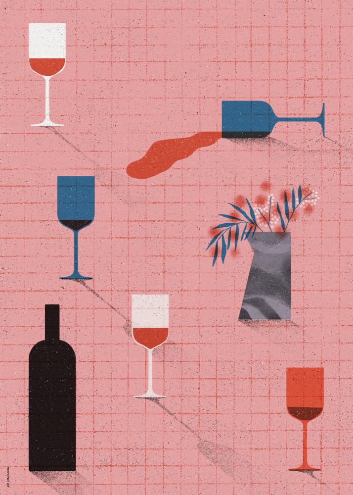 Modern Wine Still Life by Ada Jarzebowska — canvas wall art