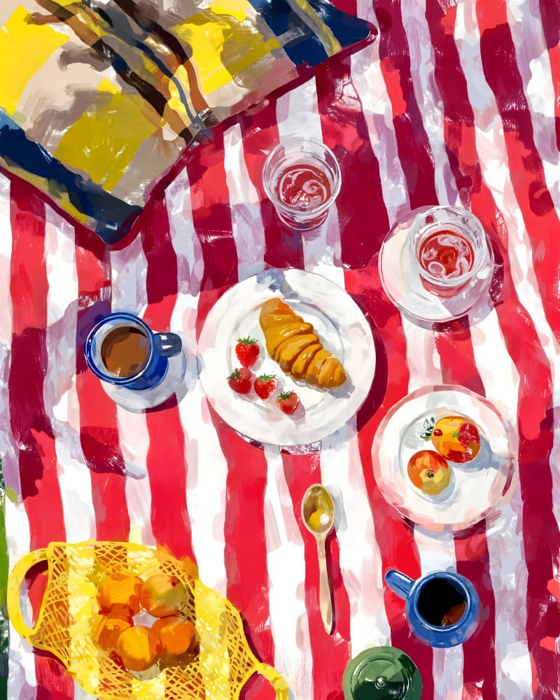 Summer Picnic Breakfast by Uma Gokhale — canvas wall art