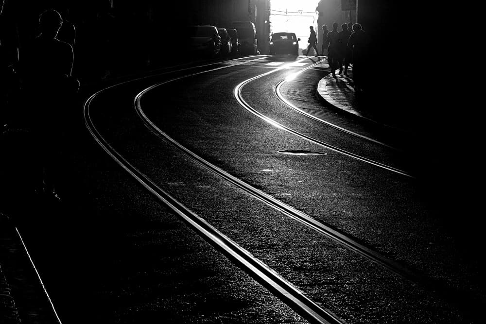 Curving Street Light by Miguel Silva — canvas wall art
