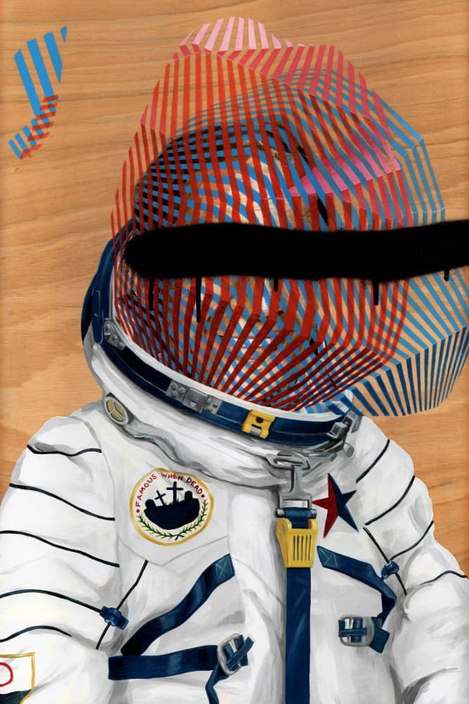 Striped Astronaut Helmet by Famous When Dead — canvas wall art