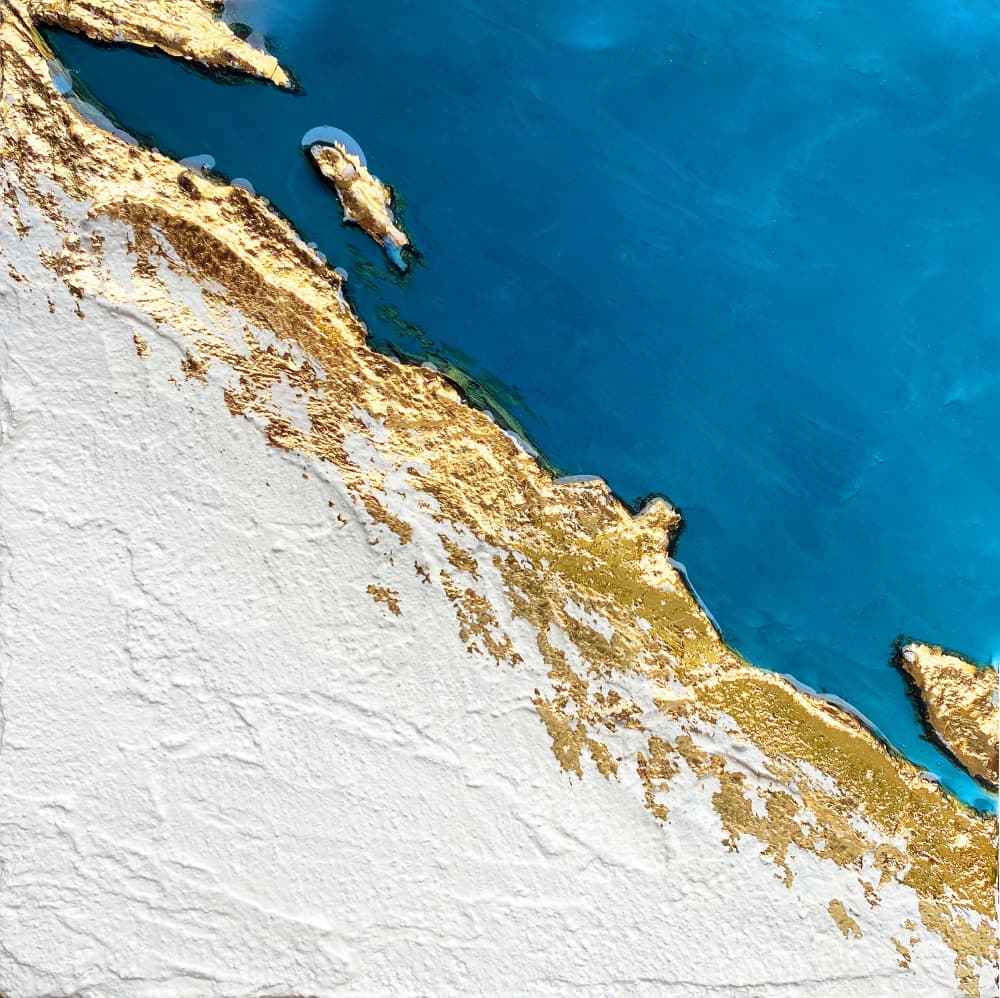 Golden Coastal Relief Map by Alyson Storms — canvas wall art