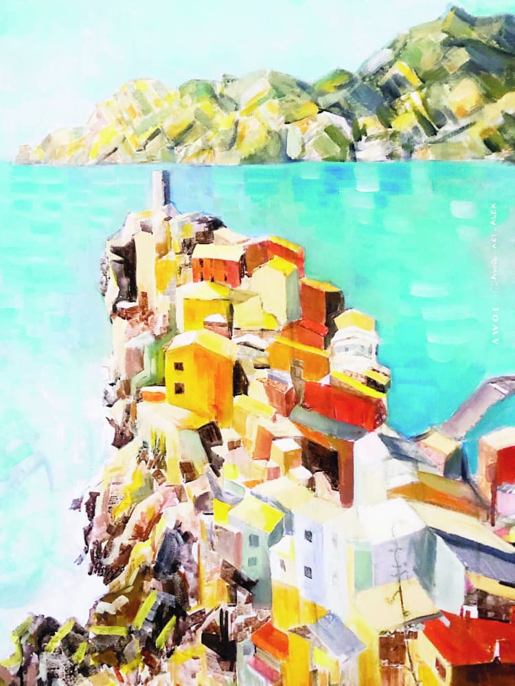 Colorful Cliffside Village by Awol Art Alex — canvas wall art