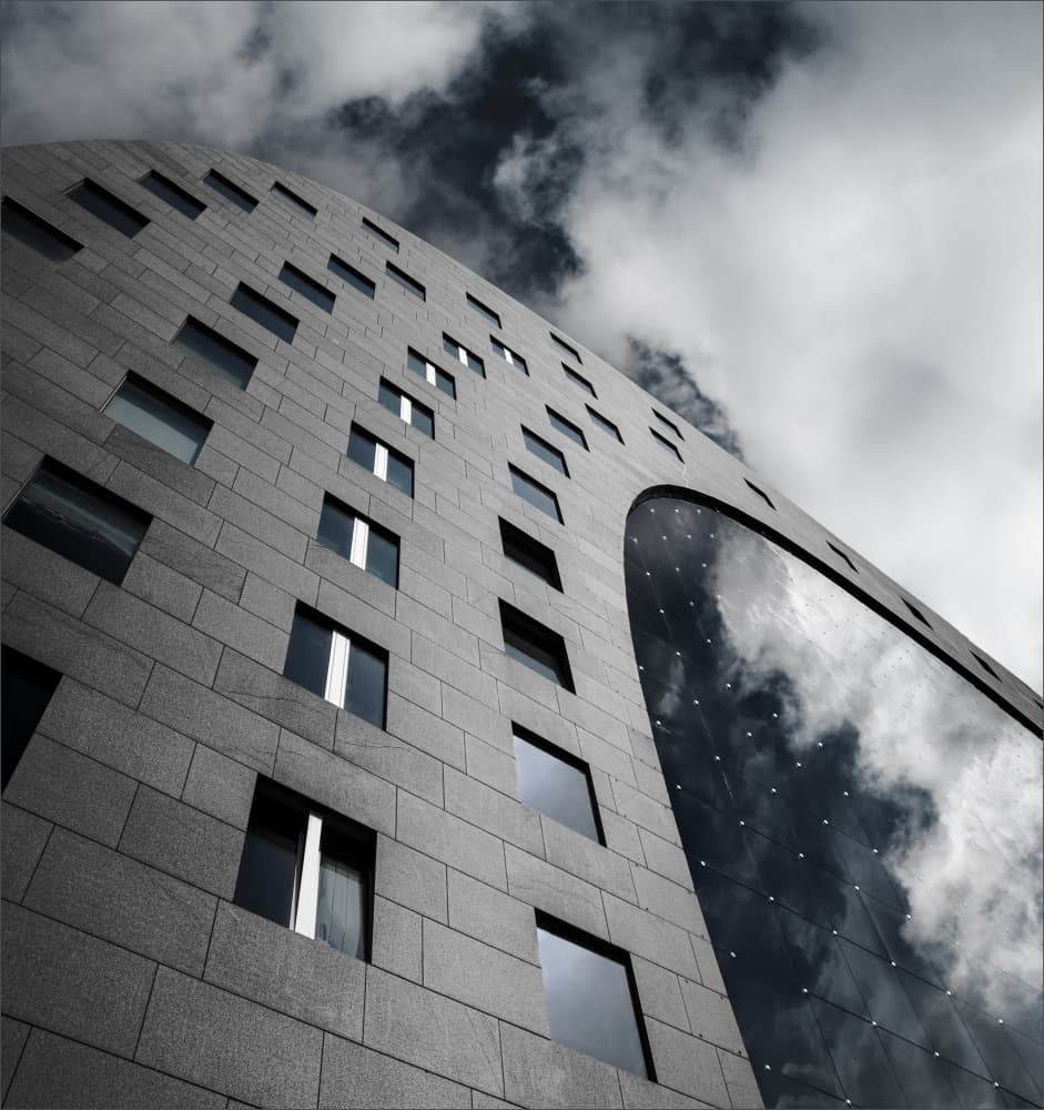Modern Building Cloud Reflections by Gilbert Claes — canvas wall art