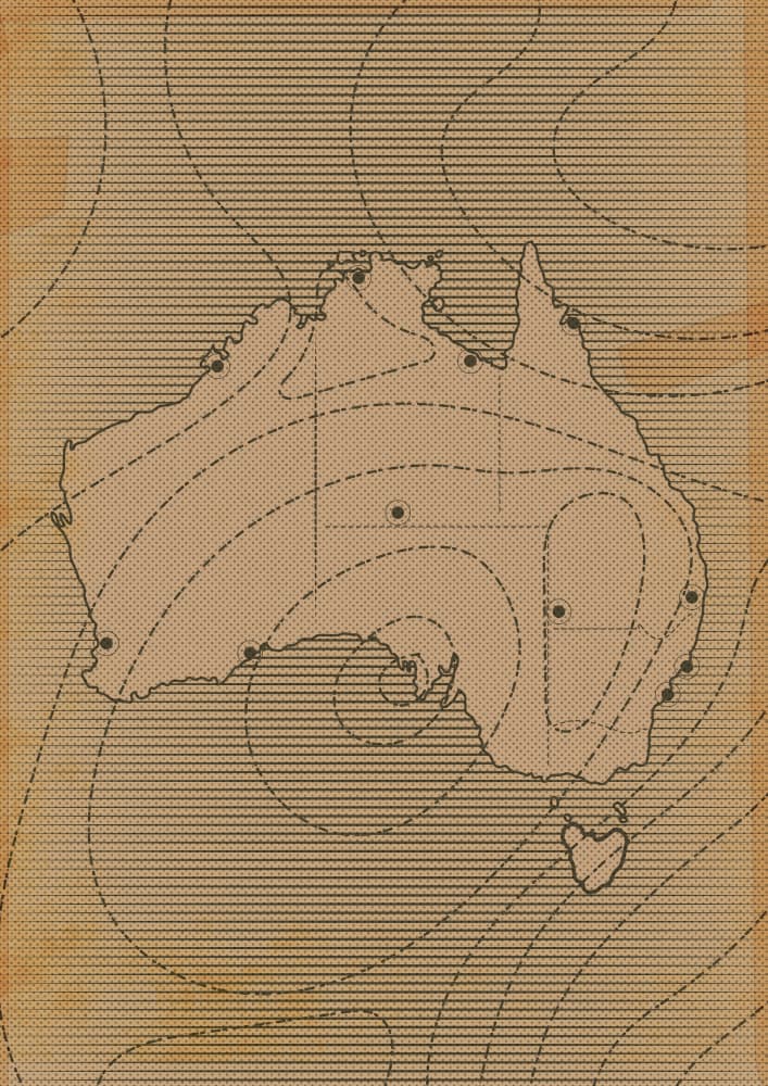 Vintage Australia Map by Nicholas — canvas wall art