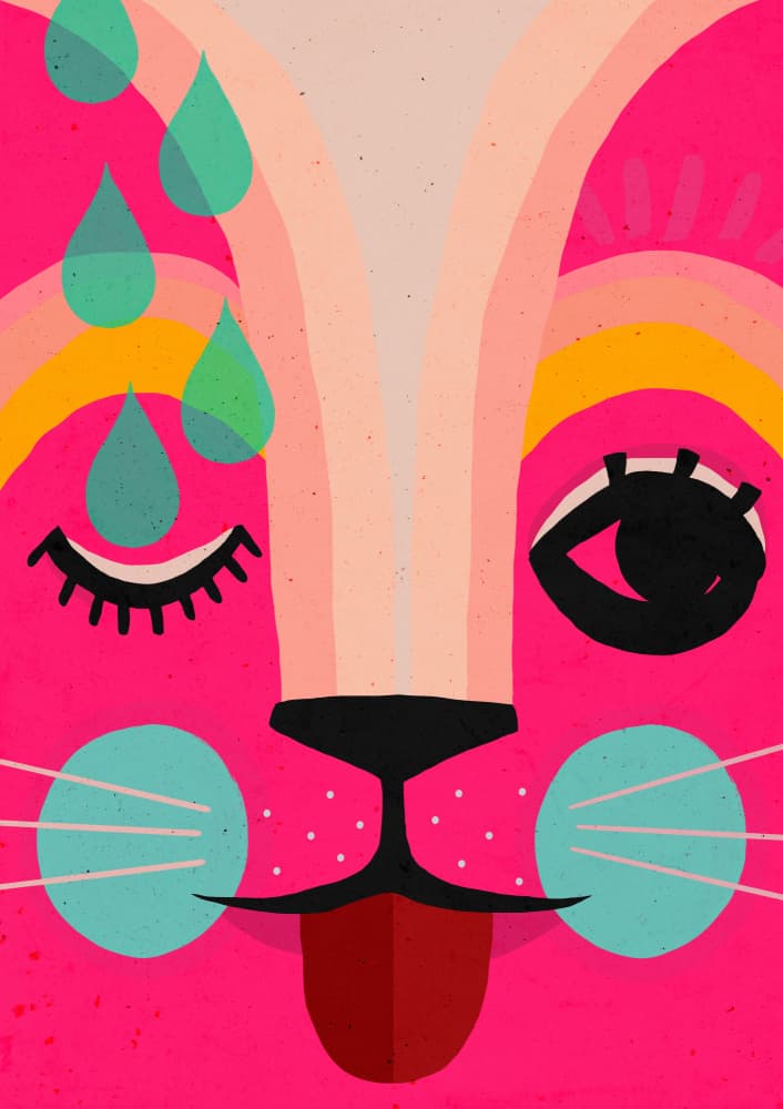Vibrant Feline Dreams by Treechild — canvas wall art