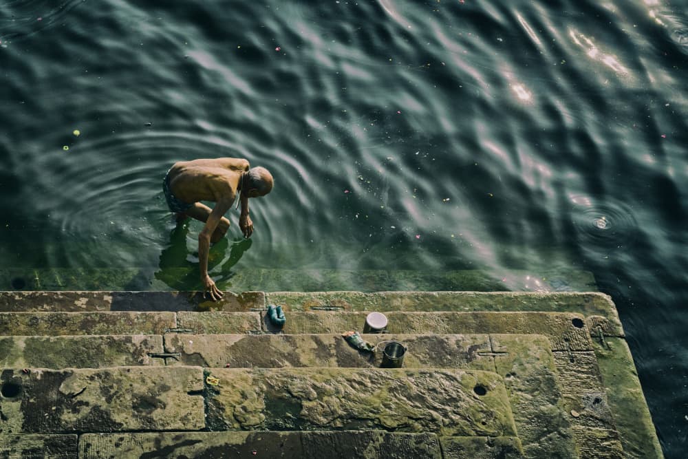 River Morning Ritual by Samara Ratnayake — canvas wall art