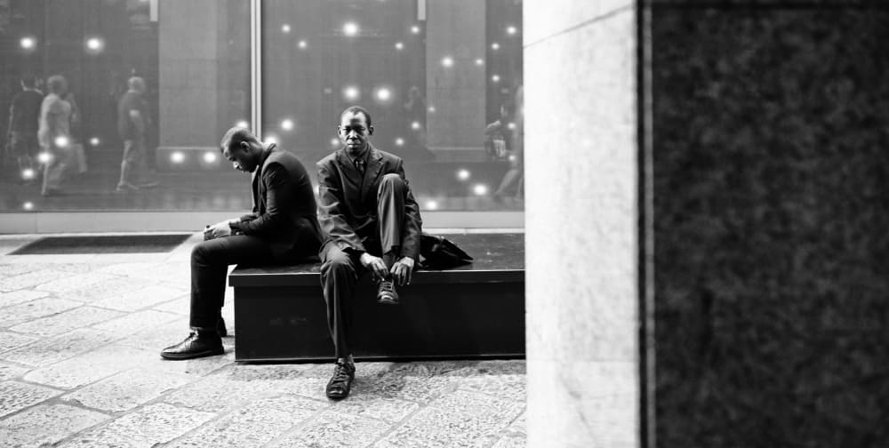 Two Men Urban Reflections by Julien Oncete — canvas wall art