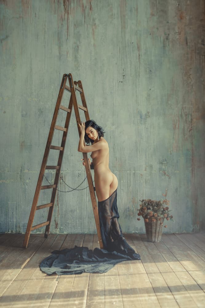 Sensual Ladder Pose by InTheMoment — canvas wall art