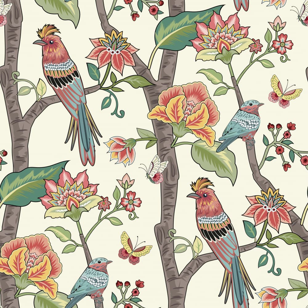 Vibrant Birds and Flowers by Elena Dorosh — canvas wall art