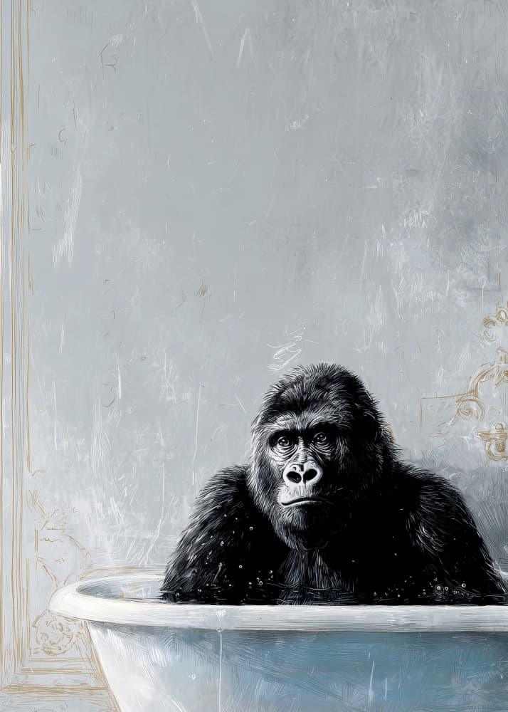 Gorilla In Bathtube 2 by Justyna Jaszke — canvas wall art