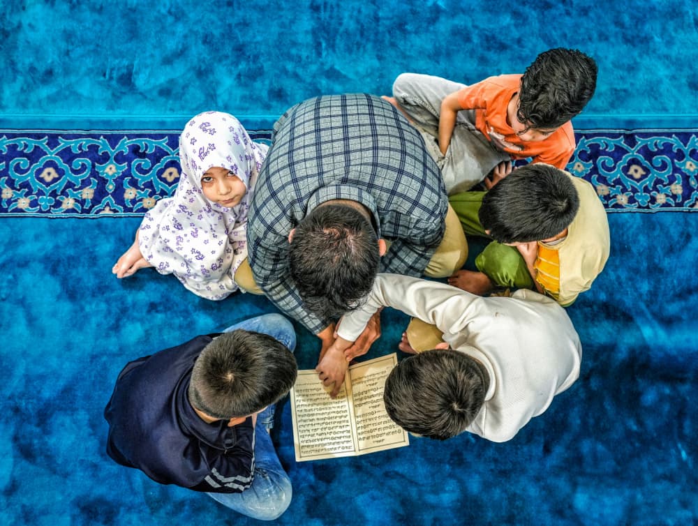 Children Learning Quran by Bashar Alsofey — canvas wall art