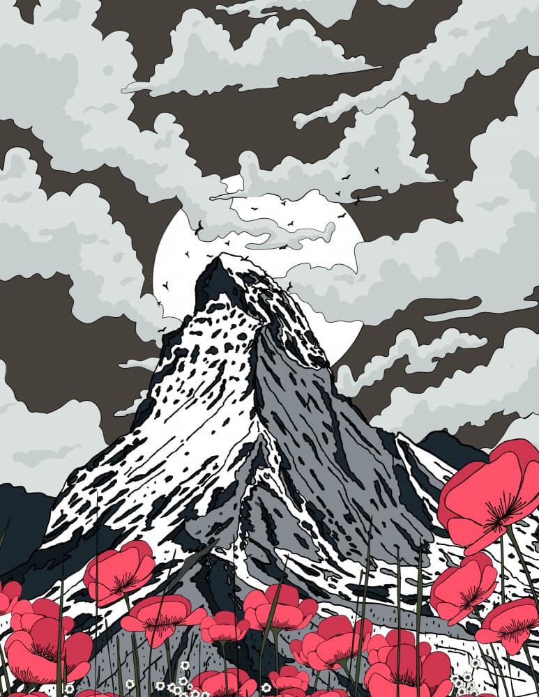 Moonlit Mountain Poppies by Nicholas — canvas wall art