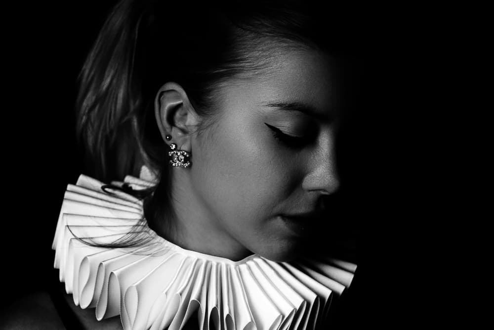 Elegant Ruffle Portrait by Carlo Joseph — canvas wall art