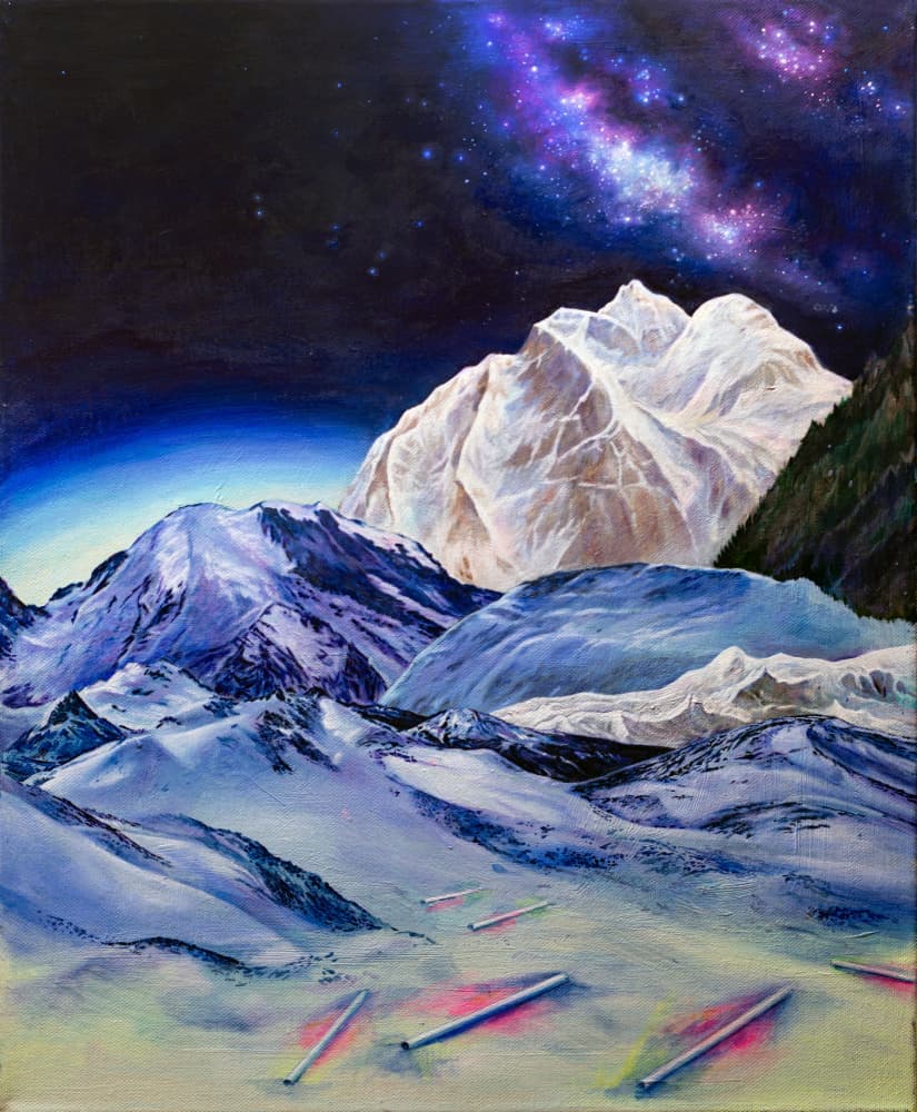 Surreal Mountain Night Sky by Anne Wölk — canvas wall art