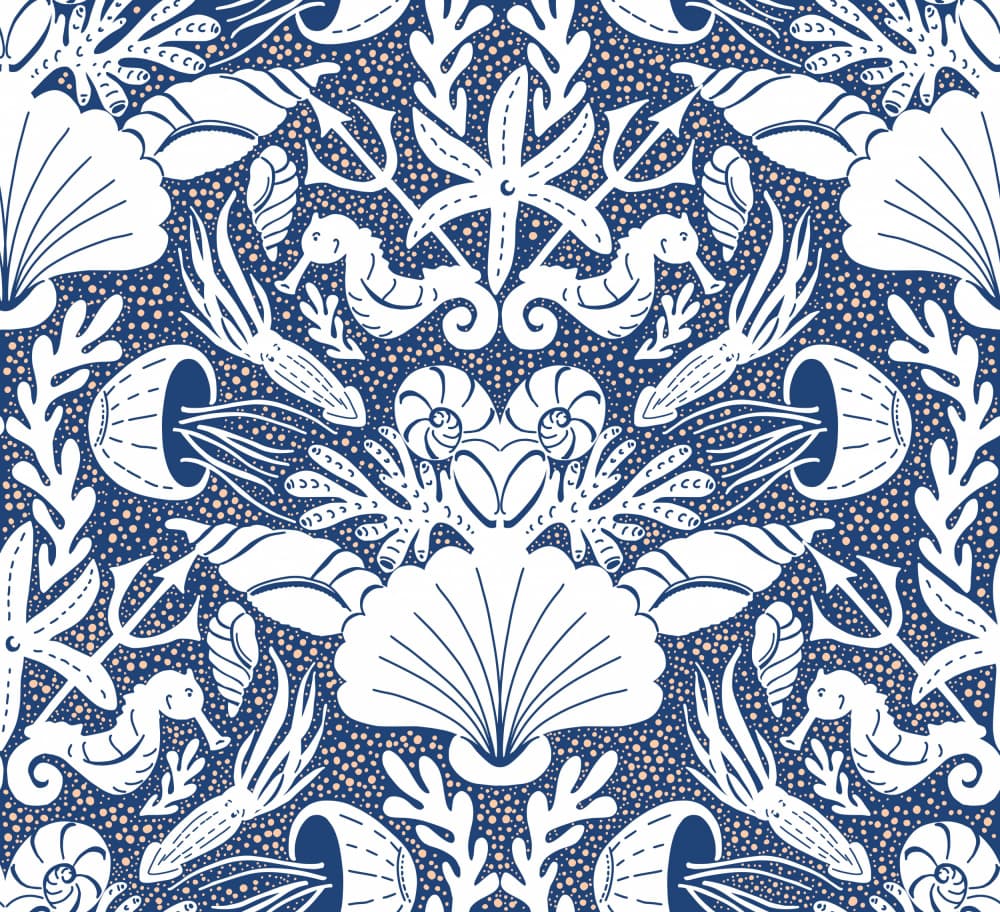 Nautical Sea Creatures Pattern by Annick — canvas wall art