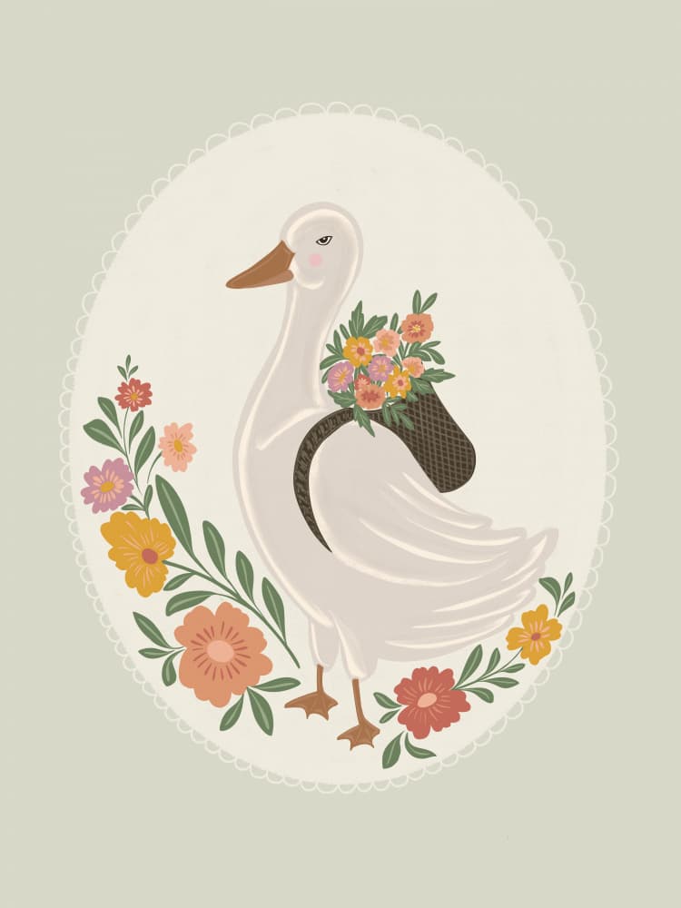Whimsical Floral Goose by Nikita Jariwala — canvas wall art