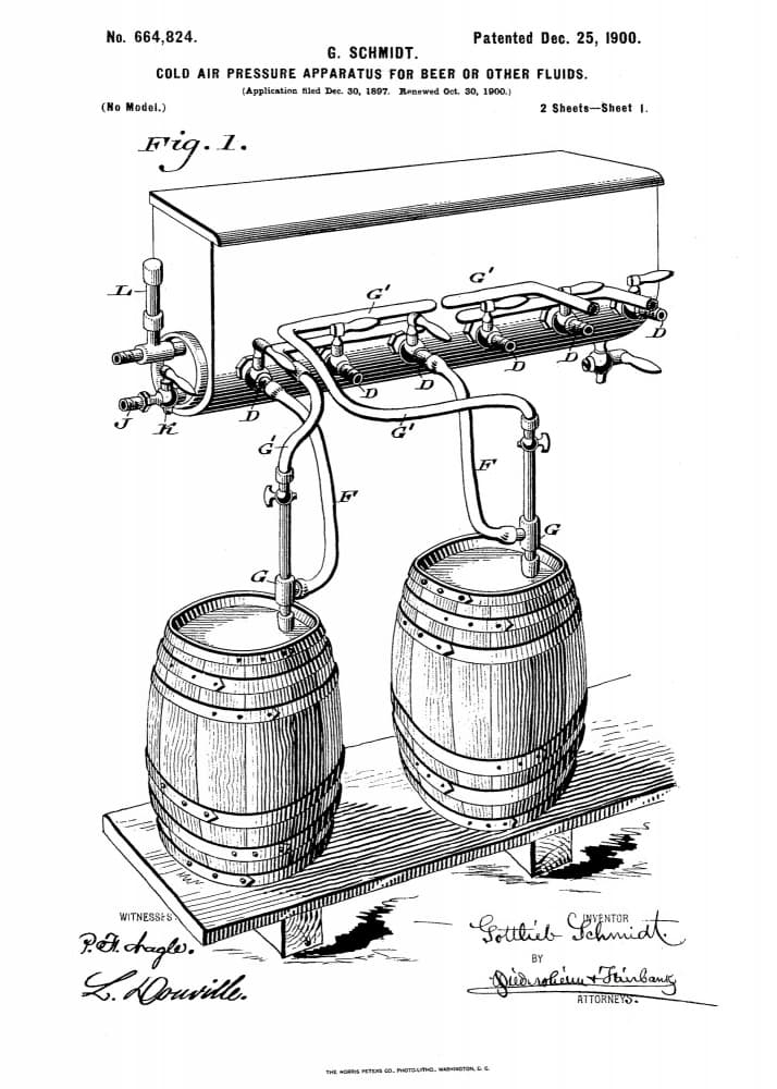 Vintage Beer Apparatus Patent by Andreas Magnusson — canvas wall art