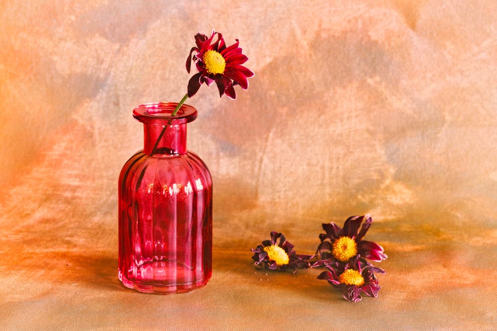 Moody Red Dahlias by Cicek Kiral — canvas wall art