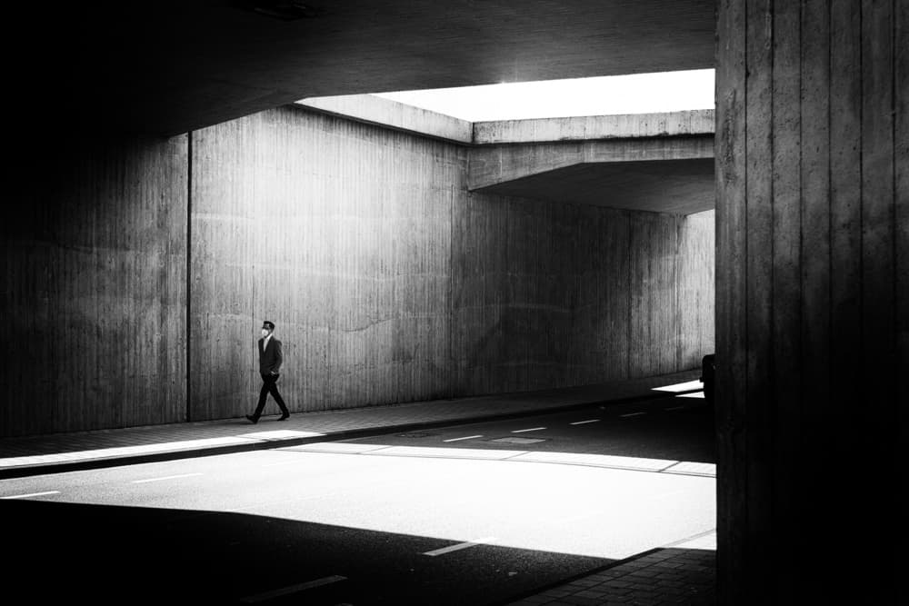 Lone Figure Urban Passage by Adam Dauria ☂ — canvas wall art