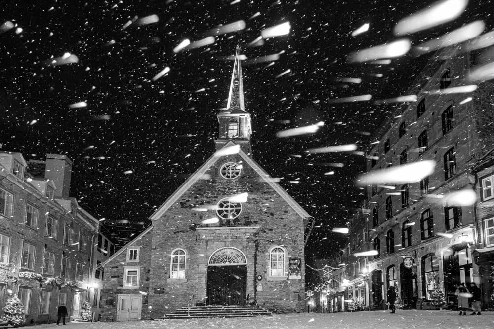 Historic Church Snowy Night by Michiko Ôtomo — canvas wall art