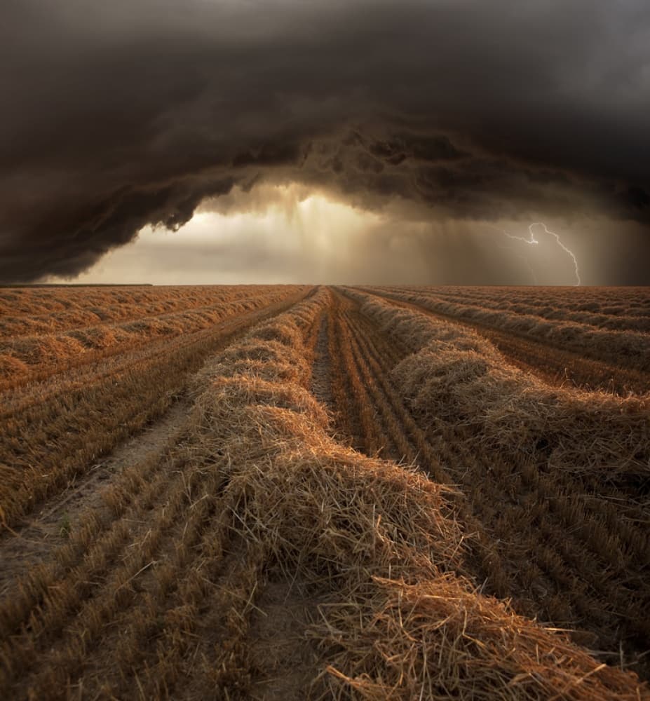 Lightning Over Hay Field by Nicolas Schumacher — canvas wall art
