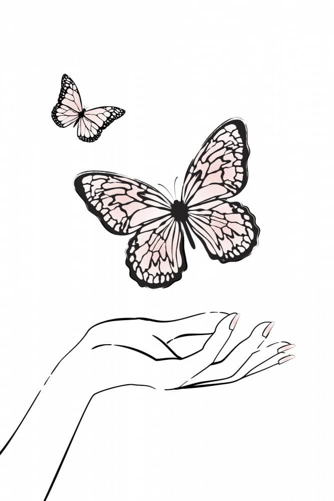 Delicate Hand Butterflies by Martina — canvas wall art