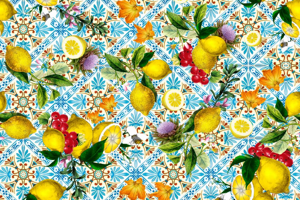 Mediterranean Lemon Tiles by Sue Skellern — canvas wall art