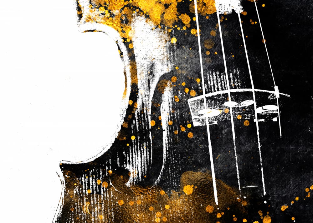 Golden Grunge Violin by Justyna Jaszke — canvas wall art