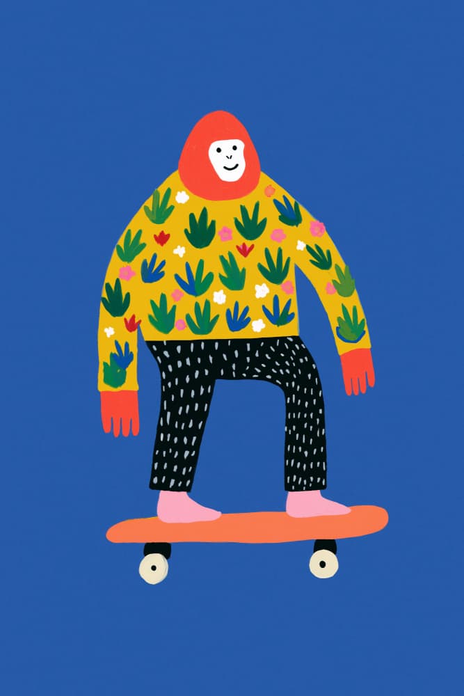 Skating gorilla by Treechild — canvas wall art