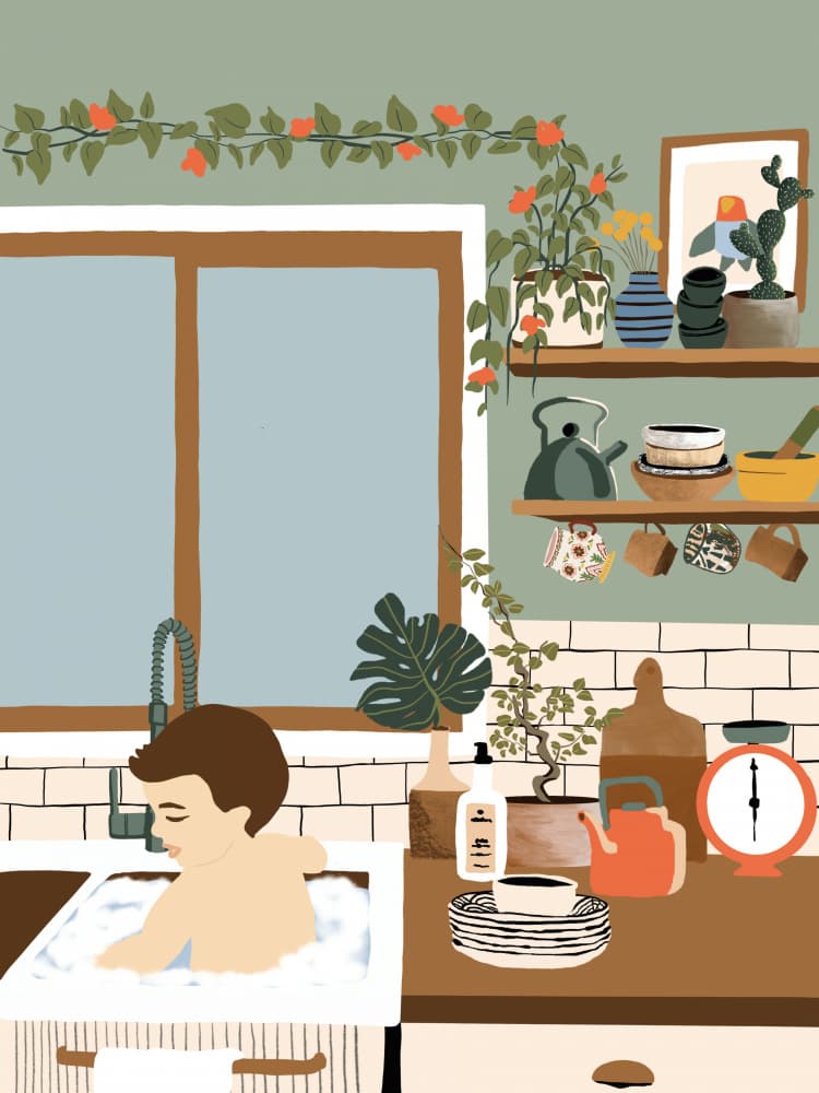 Cozy Kitchen Bath by Ceyda Alasar — canvas wall art